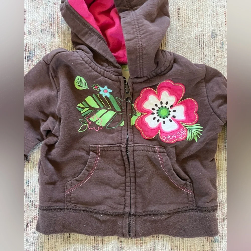 GAP Baby Girl Brown and Pink Matching Sets with Hooded Sweatshirts 0-3 month